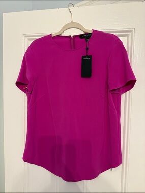 Ralph Lauren Bright Fuchsia Short Sleeve Blouse NWT size 12 magenta classic